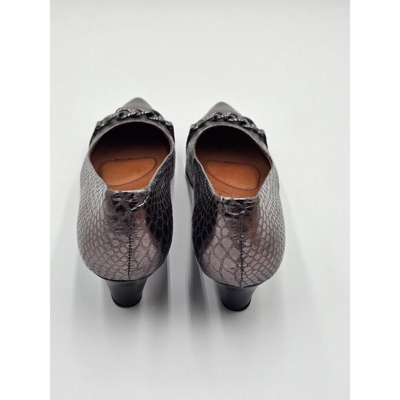 NWOB Söfft Metallic Snake-Embossed Leather Pointed-Toe Wedge Shoes Sz 9M Y2K - Picture 3 of 7